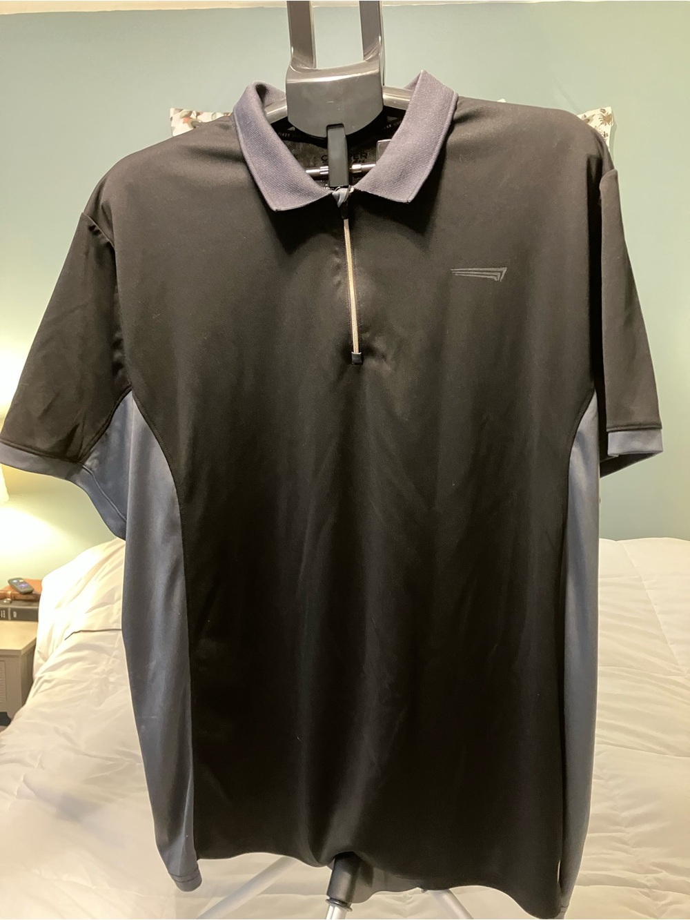 Copper Fit Men’s XXL Black Gray Quarter Zip Performance Golf Polo